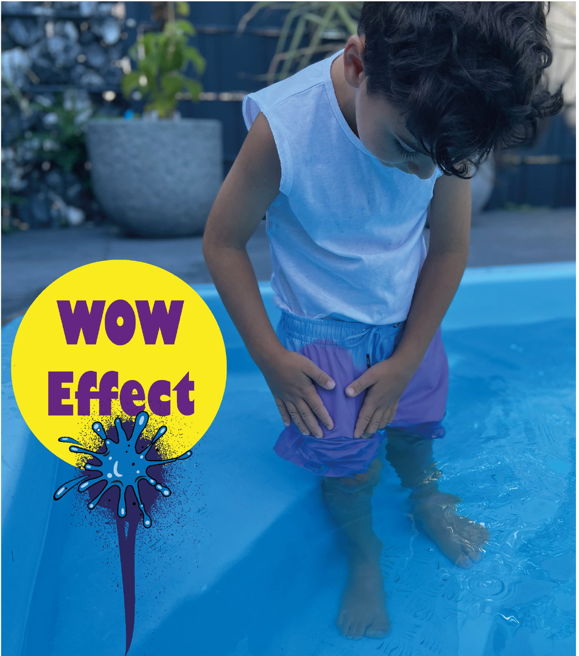 HECKBO Magic Farbwechsel Badehose für Jungen - Dinosaurier Dino - wechselt bei 30° die Farbe - Stretch Hose - hellblau Lila - Badeshorts - Shorts - 3 Verschiedene Größen - 3-7 Jahre - Kinder Jungs
