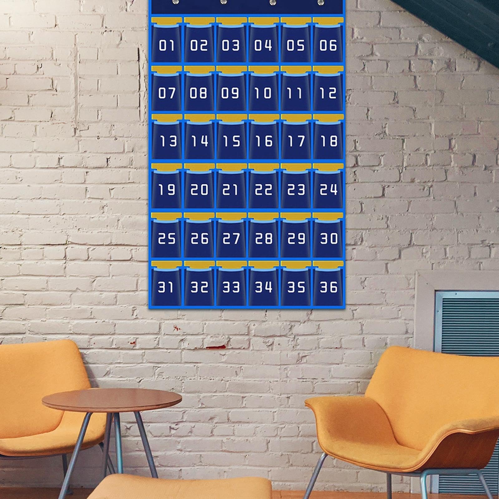 F Fityle Tableaux de poche numérotés pour téléphones portables et calculatrices, support mural, organisateur suspendu sur porte, Bleu 36 pochettes