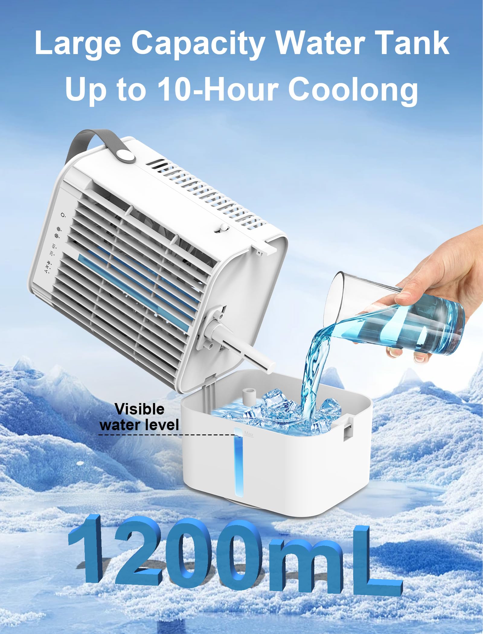 Luqeeg Draagbare Airconditioner, Verdampingsluchtkoeler met 7 Kleuren Luqeeg Draagbare Airconditioner, Verdampingsluchtkoeler met 7 Kleuren