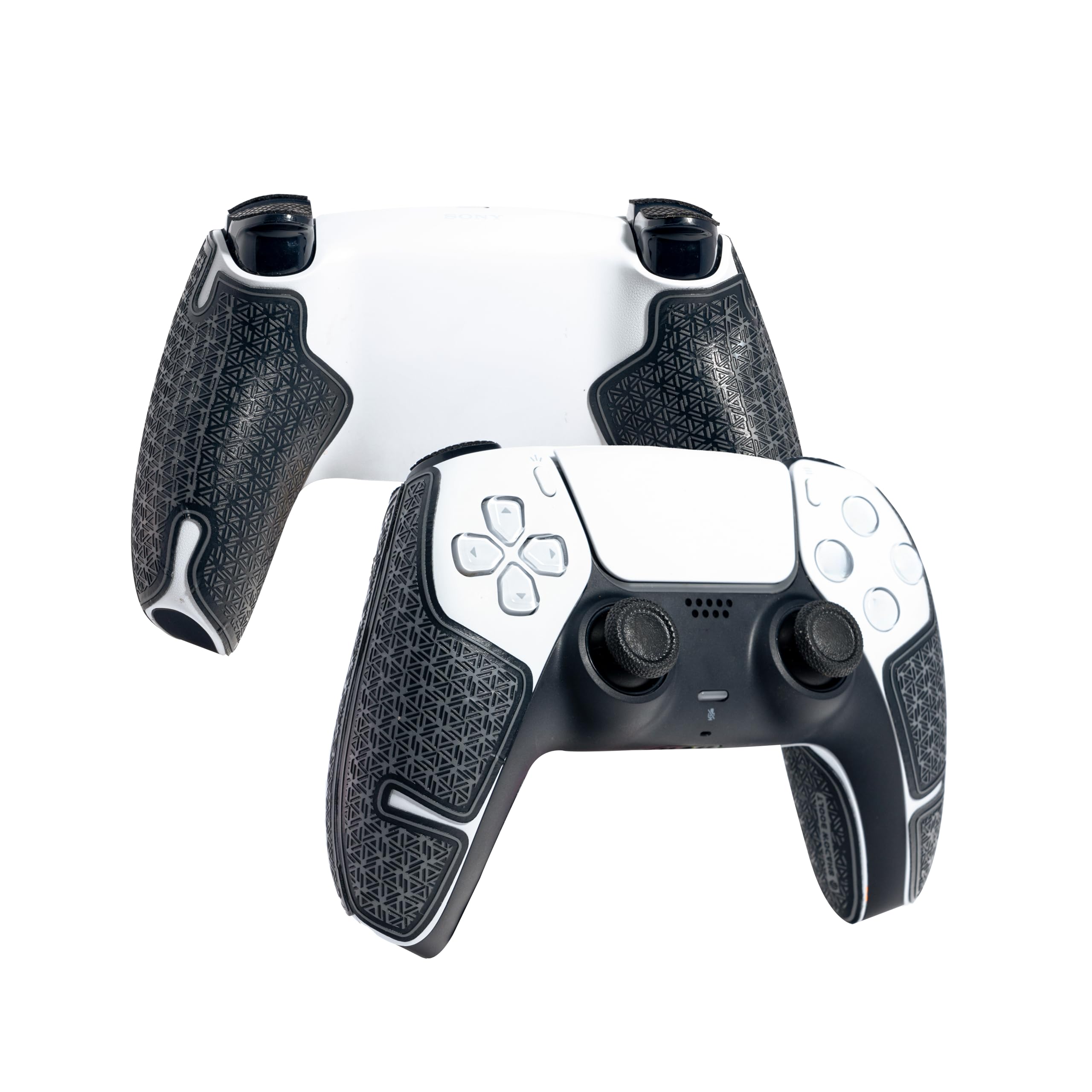 Controller Grips, Anti-Skid, Multi-Texture, Sweat Absorption, Pre-Cut Grips Tape, Compatible with PS5 DualSense and PlayStation Portal (Grey,Black)