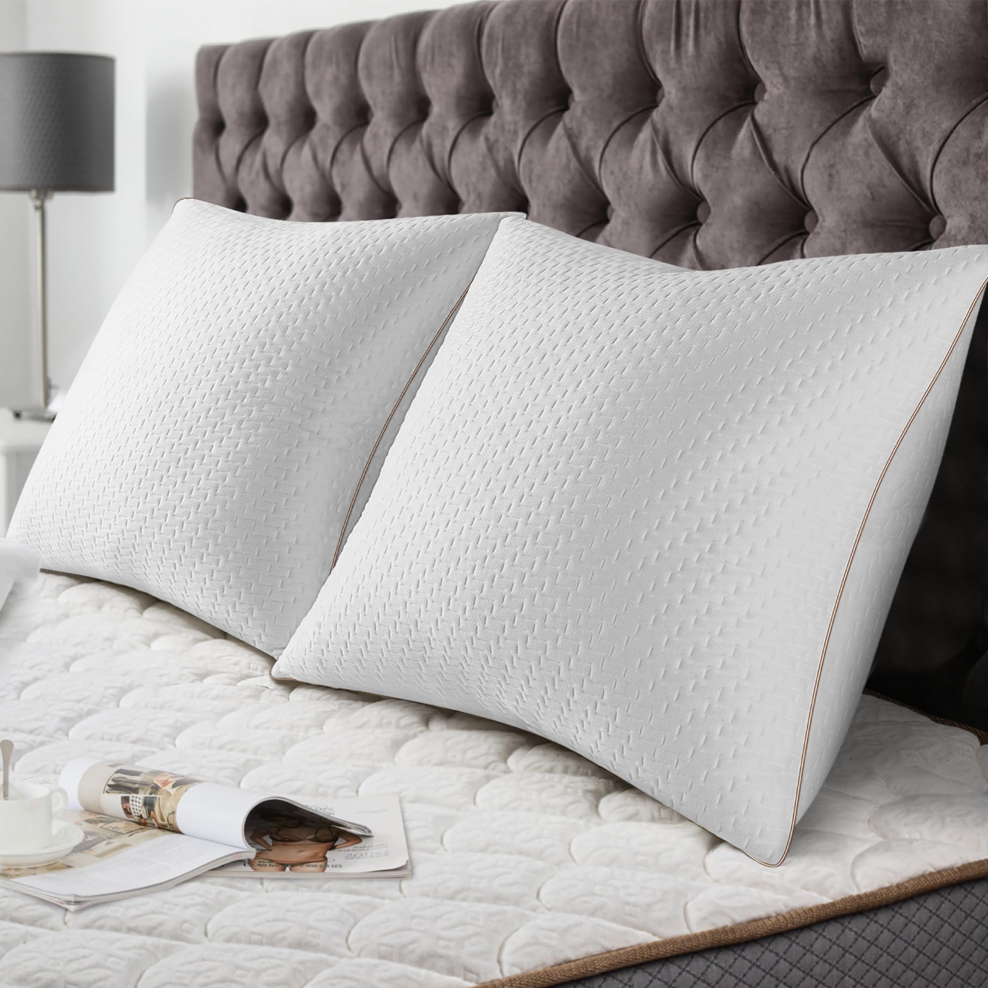 BedStory Kissen 2er Set mit abnehmbaren Bambusfasern Bezug