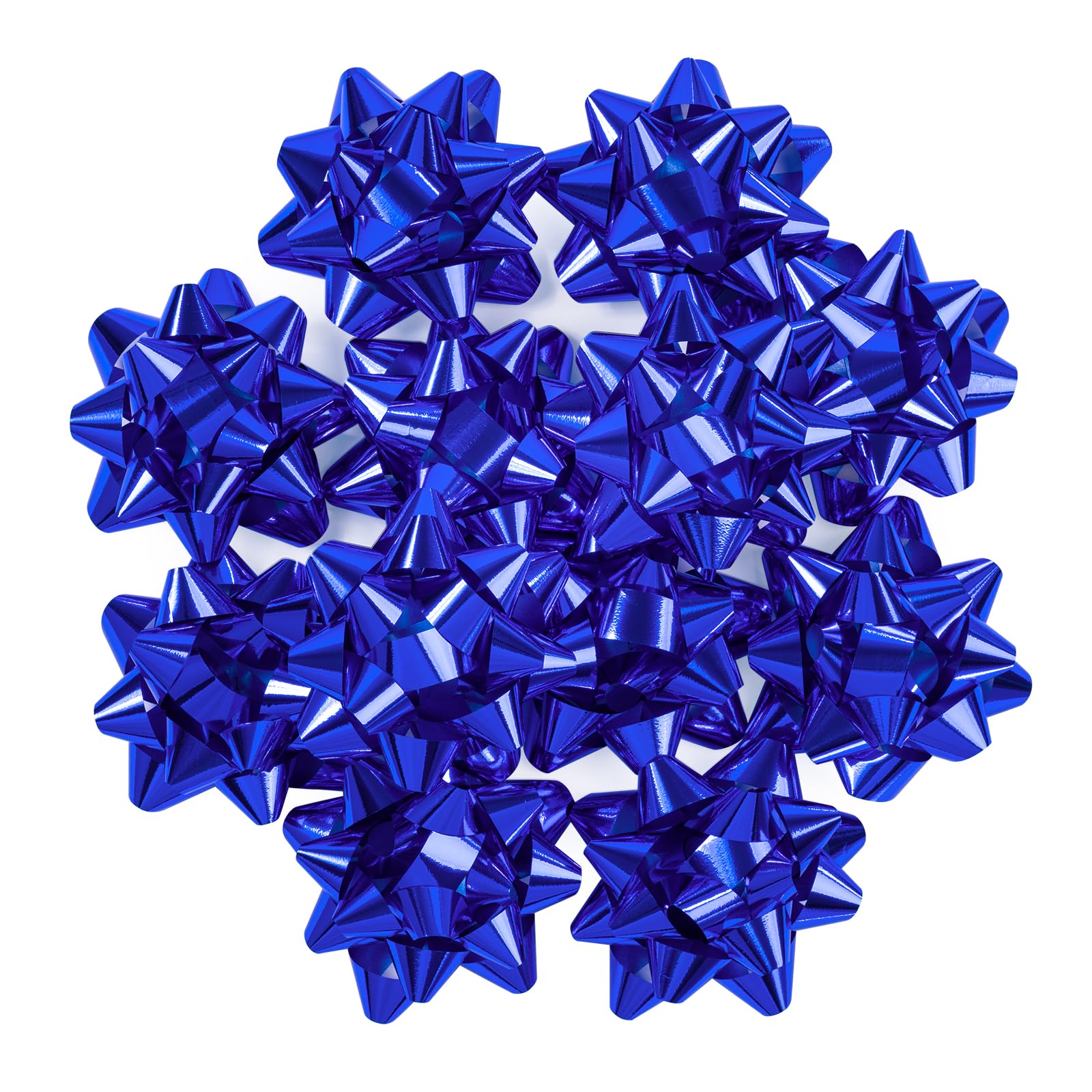 WRAPAHOLIC 4 Inch Metallic Blue Gift Bow Assortment (12 Bows) for Birthday, Wedding, Christmas, Baby Shower, Bridal Showers