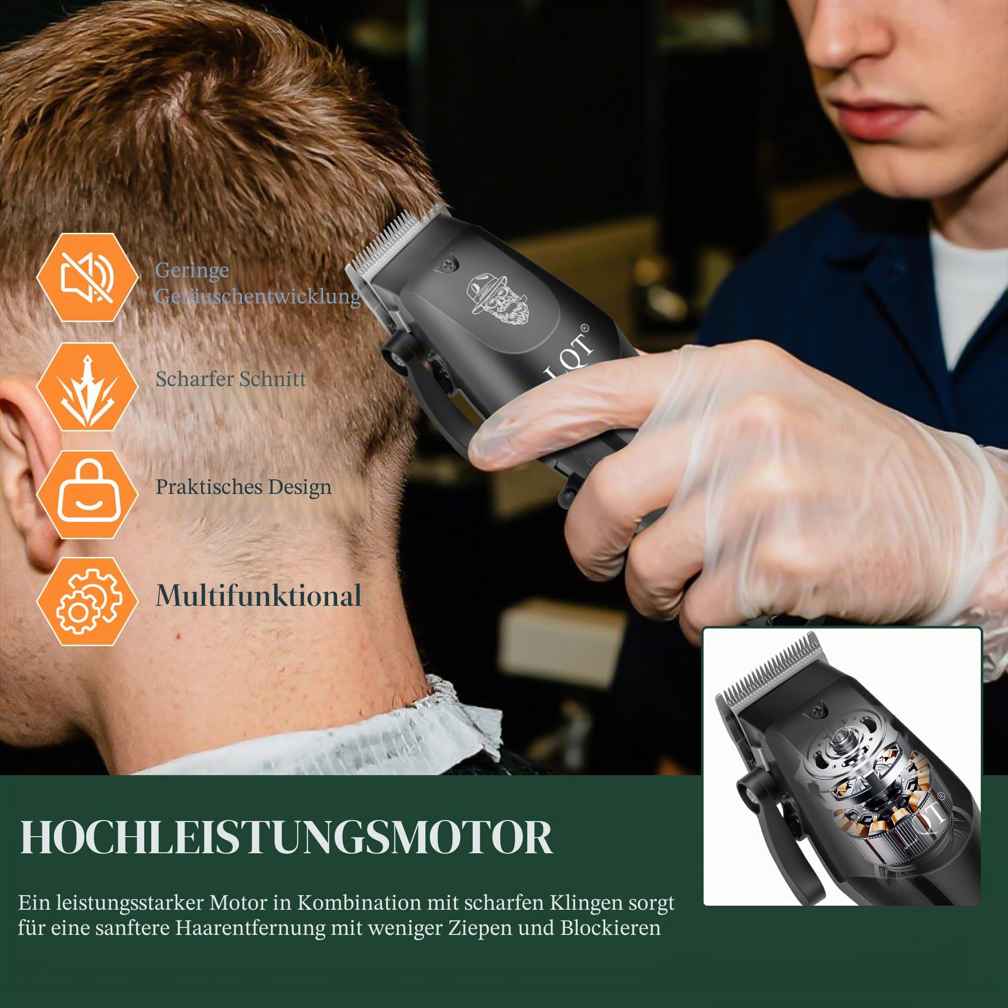 Haarschneidemaschine für Männer Professionell, Bartschneider Kits & Sets, Elektrorasierer, Haarschneidemaschine & Trimmer Keramik T-Klinge, für Barbier, Weihnachtsgeschenke für Männer (Schwarz)