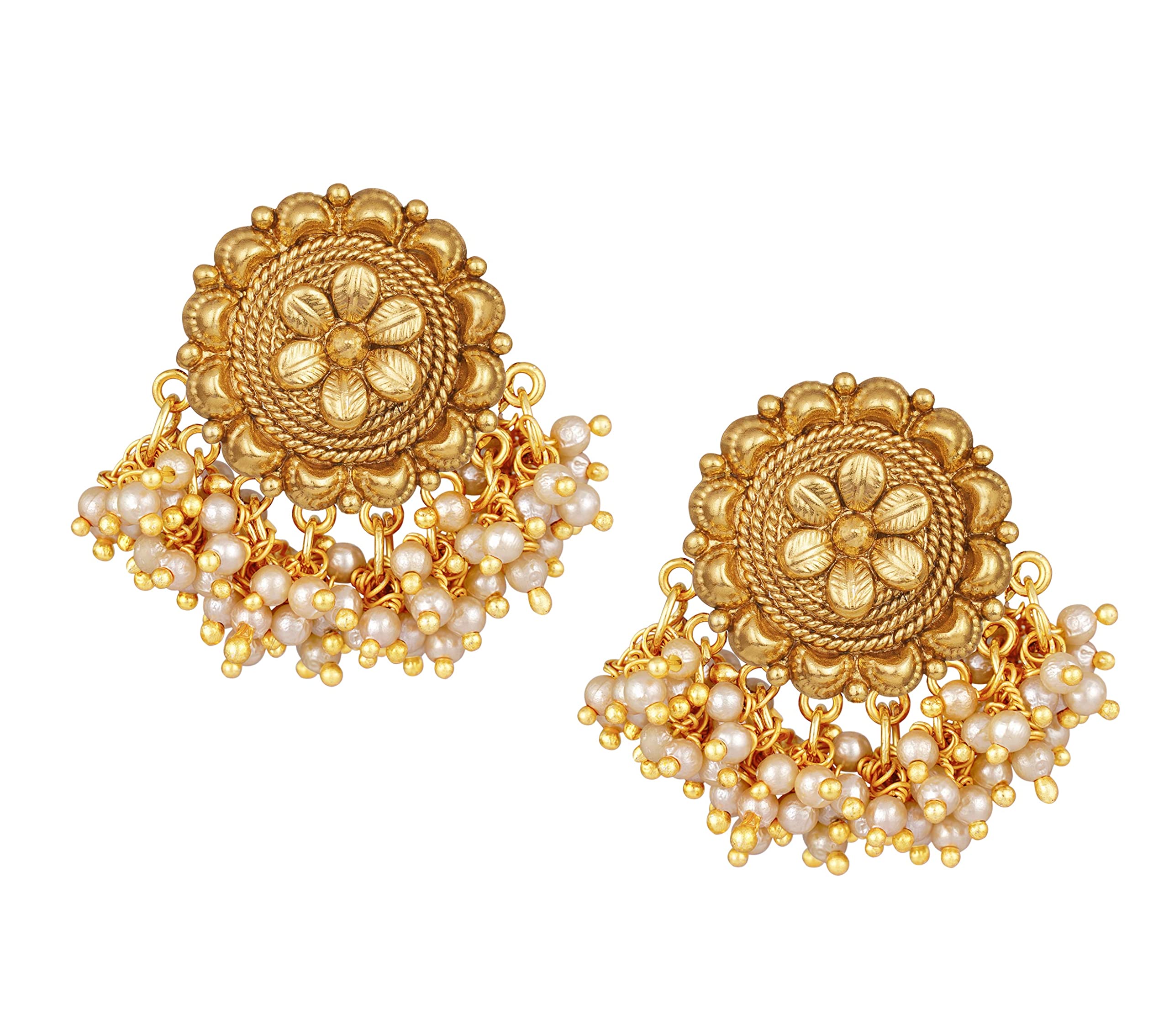 JFL - Jewellery for Less Latest Traditional Gold Plated Floral and Pearls Beaded Stud Earring for Women and Girls.,Valentine (B0B4WQGF67) Amazon Price History, Amazon Price Tracker