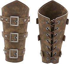 1 Pair of Medieval Faux Leather Arm Bracelets, Knight Arm Gauntlets Bracelets, Retro Viking Renaissance Arm Protectors