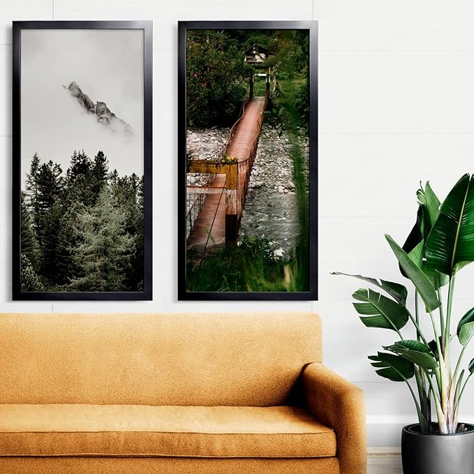 LaVie Home 24 x 48 Picture Frame, Large Poster Frame with High Definition Plexiglass, Horizontal or Vertical Wall Gallery Poster Frames Suitable for Photos, Artworks, Posters,Puzzle, Black 1pc