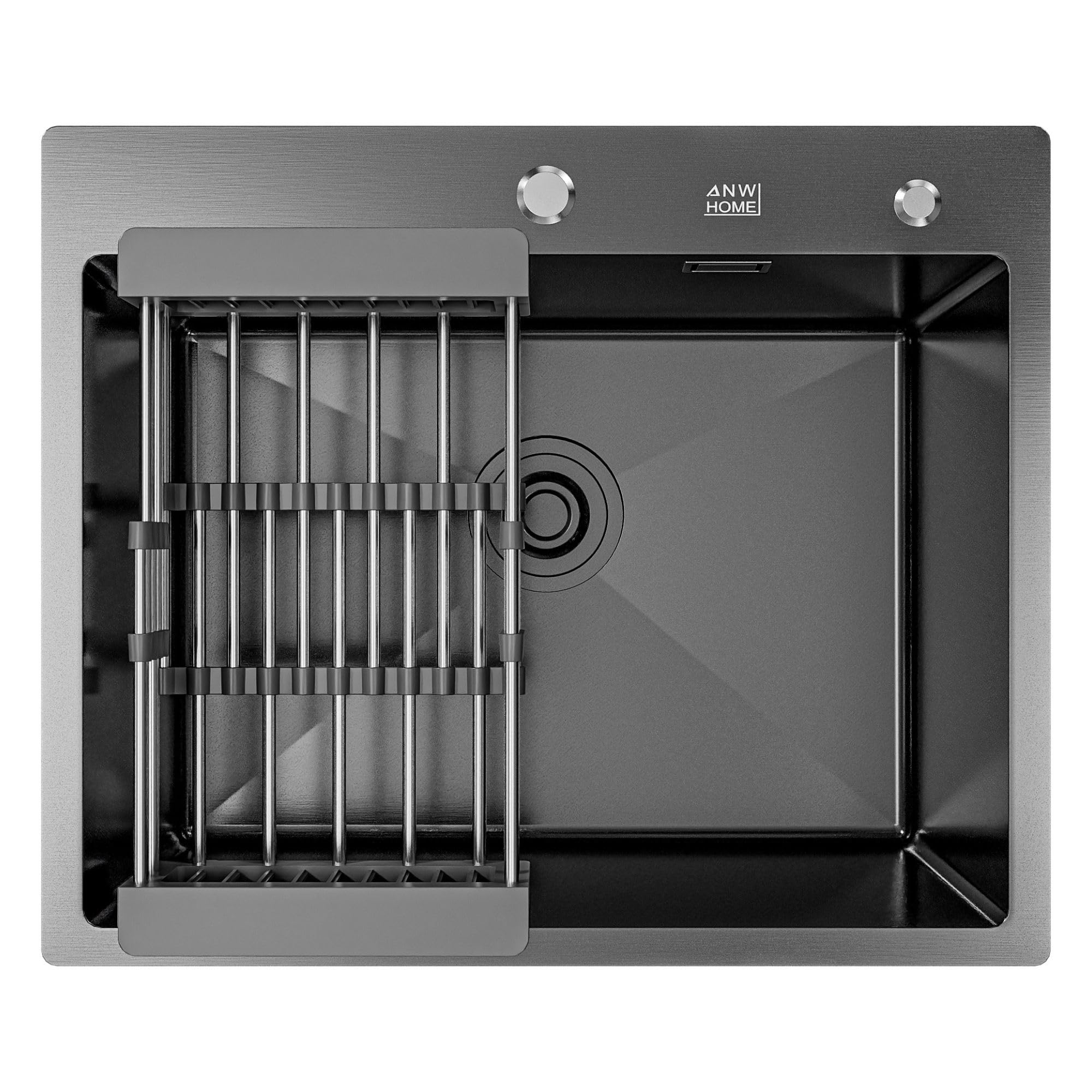 ANW HOME Fregadero Cocina 1 Seno 60×50 cm, Grafito