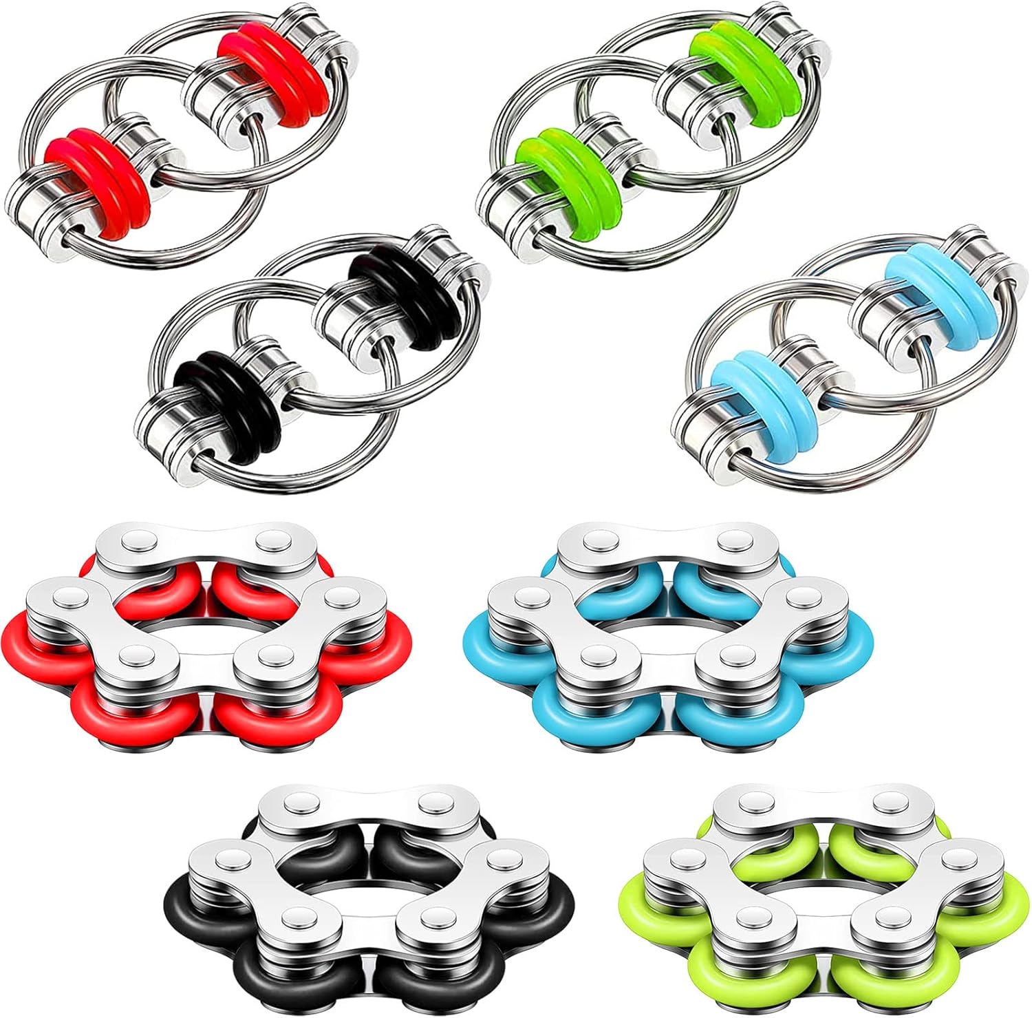 Diyiming 8 Pack Fidget Toys Bicycle Chain Toy Bike Chain Fidget Toys Set Roller