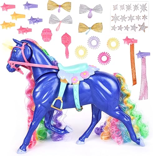 Sunny Days Entertainment Glam-R-Ranch Midnight Rainbow - Unicornio brillante arcoíris con accesorios