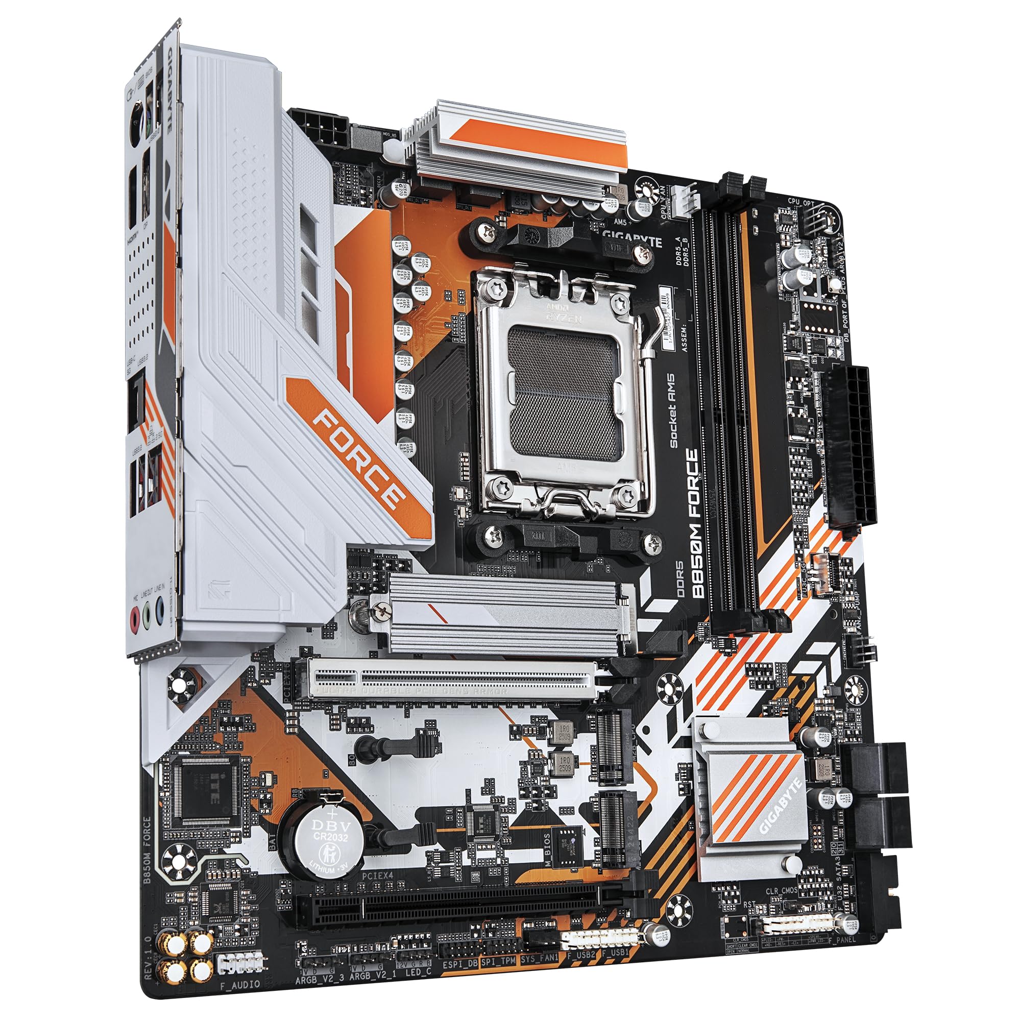 GIGABYTE Płyta główna B850M FORCE - procesory AMD Ryzen serii 9000, 8+2+2 fazy cyfrowy VRM, do 9600 MHz DDR5 (OC), 1xPCIe 5.0 + 2xPCIe 4.0 M.2, 2.5 GbE LAN, USB 3.2 Gen 2