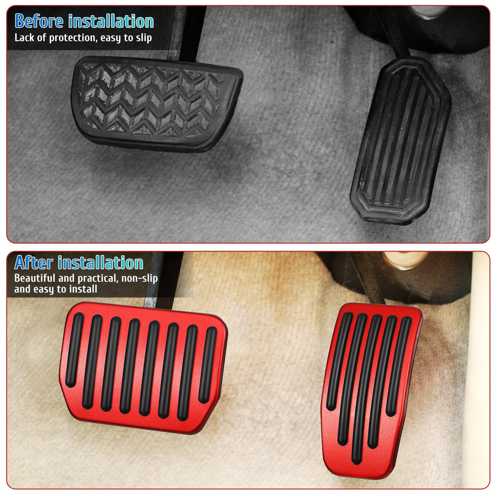 2 Pcs Accelerator Brake Pedal The Cars Car Pedals Car Foot Pedal Gas Pedals Automotive Brake Pedal Pad Fuel Pedal Car Brake Accessories Car Accessories Red Stainless Steel, Pedals & Pedal Accessories