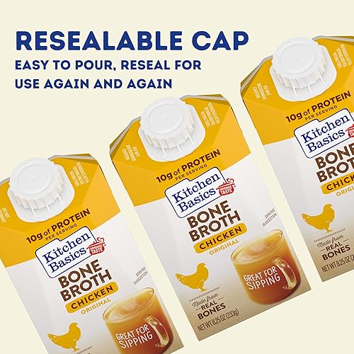 Miniatura 3 de Kitchen Basics Caldo de hueso de pollo original 825 onzas líquidas paquete de 12