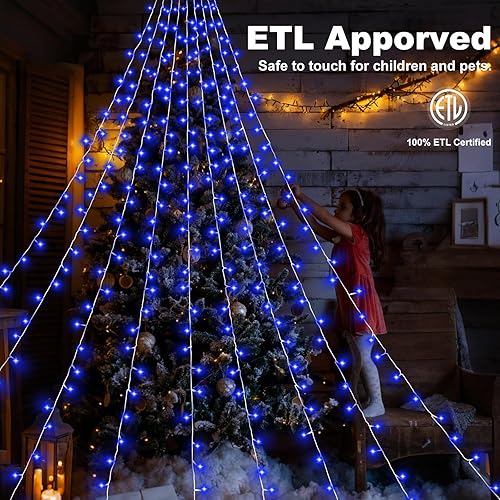 Miniatura 7 de Luces decorativas de Navidad para exteriores, 317 luces LED de 11.5 pies, 8 modos de iluminación de memoria y temporizador, luces de estrella de