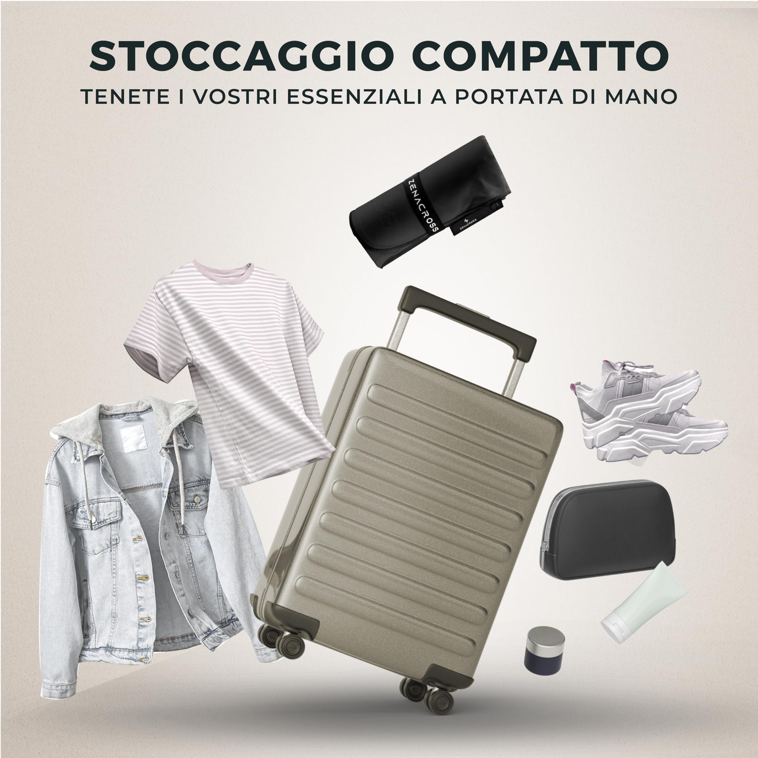Zenacross Asciugamano Palestra 100x200cm con Borsa per il Trasporto - Asciugamano Microfibra a Rapida Asciugatura e Versatile - Telo Palestra Taglie XXL - Nero