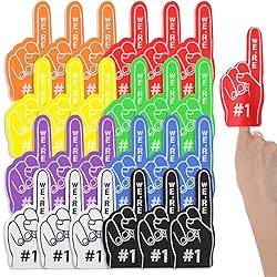 Aster 24 Pcs Mini Foam Fingers, Sport Fan Foam Finger, We're #1 Fan Foam Finger, Sports Themed Birthday Party Supplies Foam Hand Fingers Cheerleader Gifts for Sports Events(8 Colors)