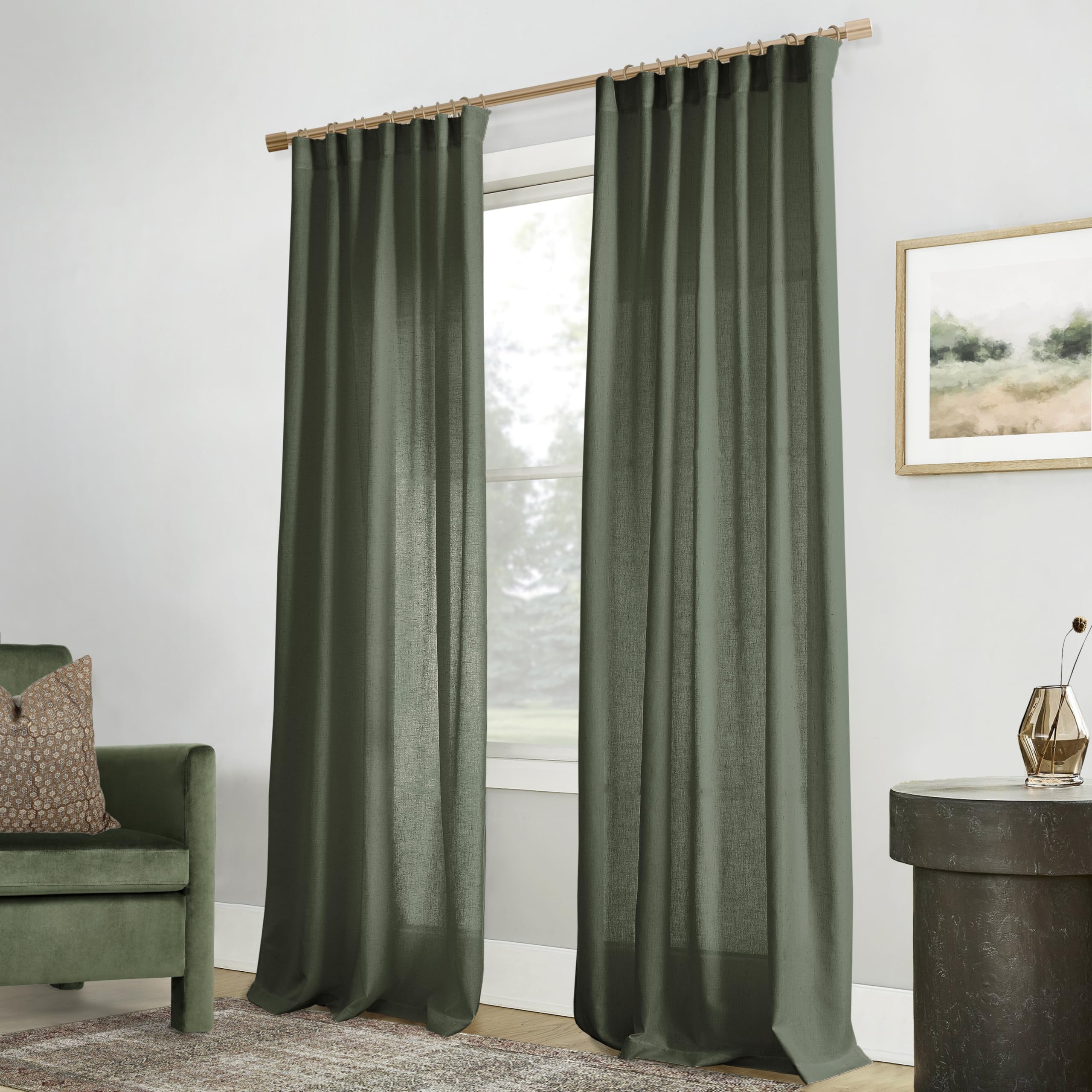 Amazon.com: PANELSBURG Curtains Linen Olive Green for Living Room