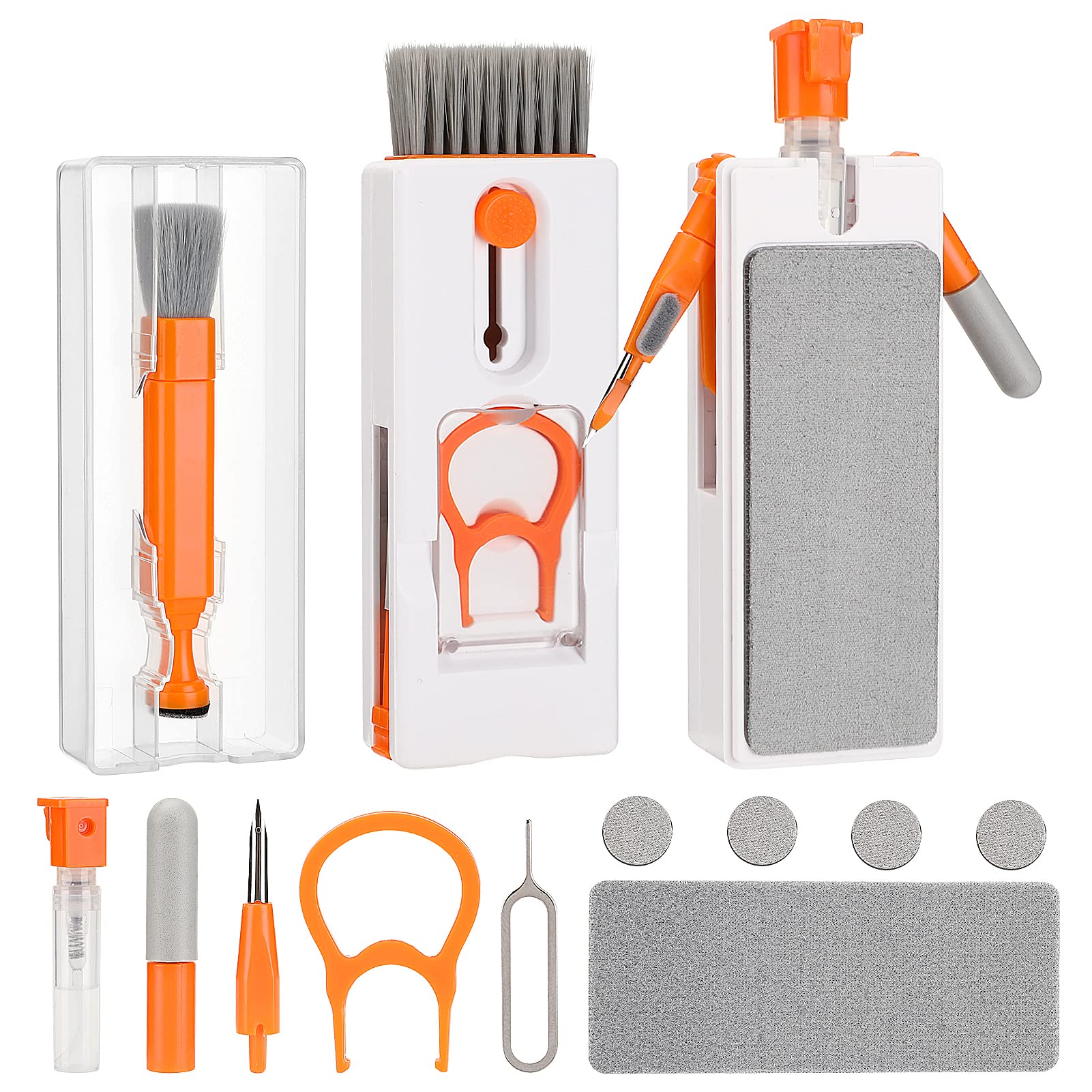 AuniqKeyboard Cleaner Brush, 11 in 1 Keyboard Cleaning Kit Multifunctional Keyboard Earphone Cleaner with Screen Wipe Cloth KeyCaps Puller Spray Bottle Dust Remover Tools for Airpods Computer Phone