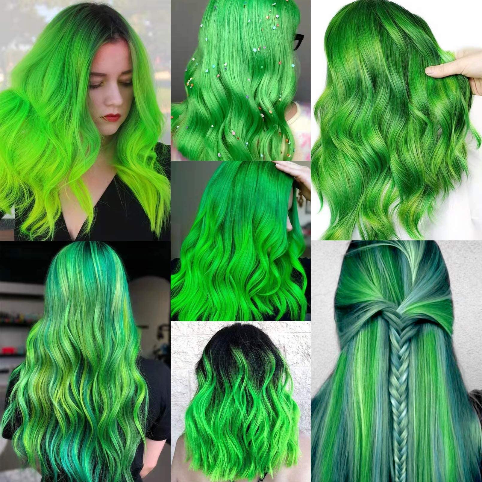 Amazon.com : RINBOOOL Green Hair Extensions Clip in, 22 Inch  display picture 2
