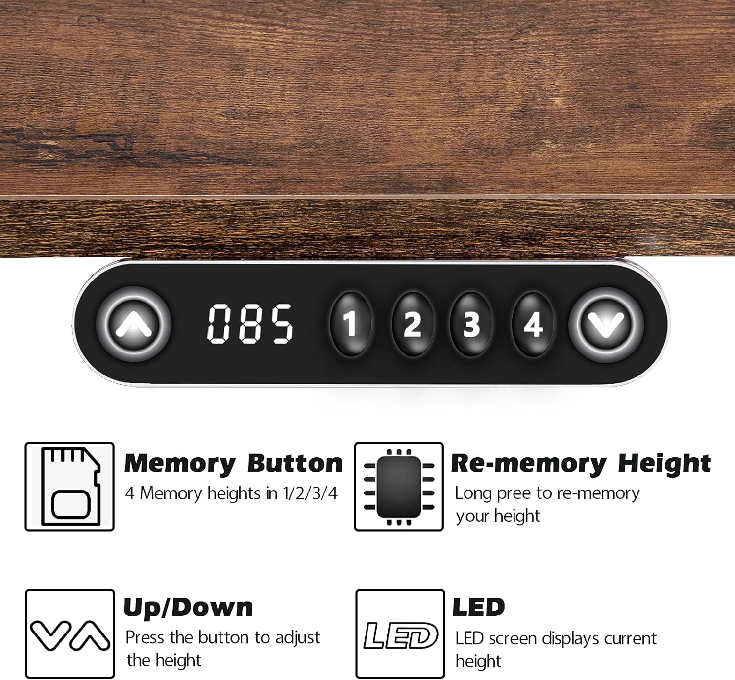 Height Adjustable Electric Standing Desk，48 x 24 Inch Sit Stand Table with Splice Board for Home Office (Rustic Brown, 48X24INCH)