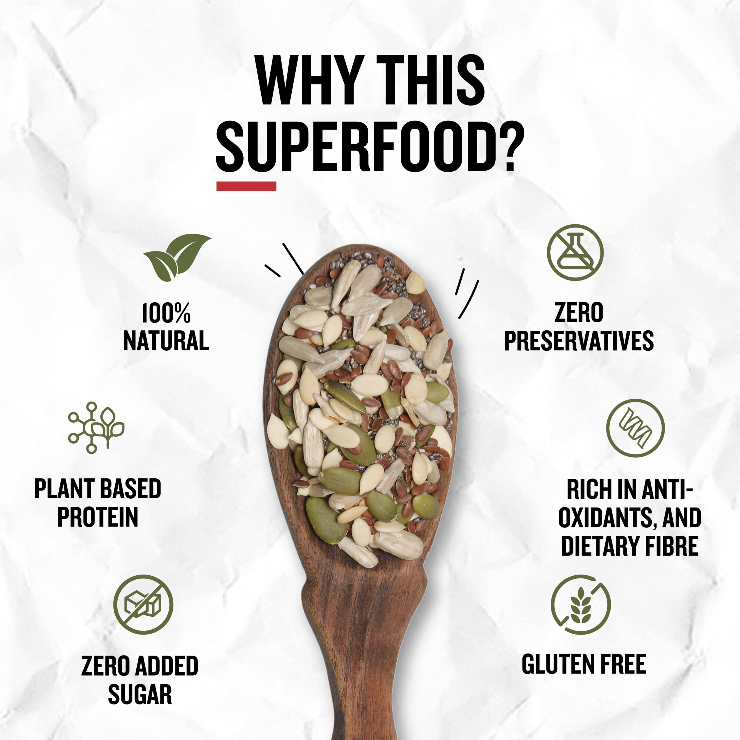 Ariga Foods 5 in 1 Super Seeds Mix- Pumpkin, Flax, Chia, Watermelon and Sunflower Mixed Seeds for Weight Loss in Pet Jar Value Pack (500g) | Vitamins & Minerals Rich | Healthy Diet Food 2