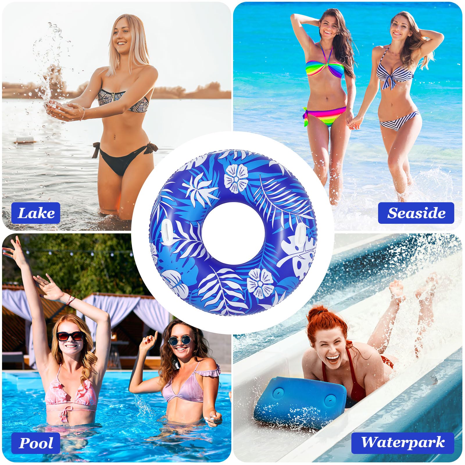 MoKo Anello da Nuoto per Adulti, Galleggiante Gonfiabile per Piscina, Grande Galleggiante per Piscina con Stampa di Divertimento, Giocattoli d'Acqua per Adulti, Piscina