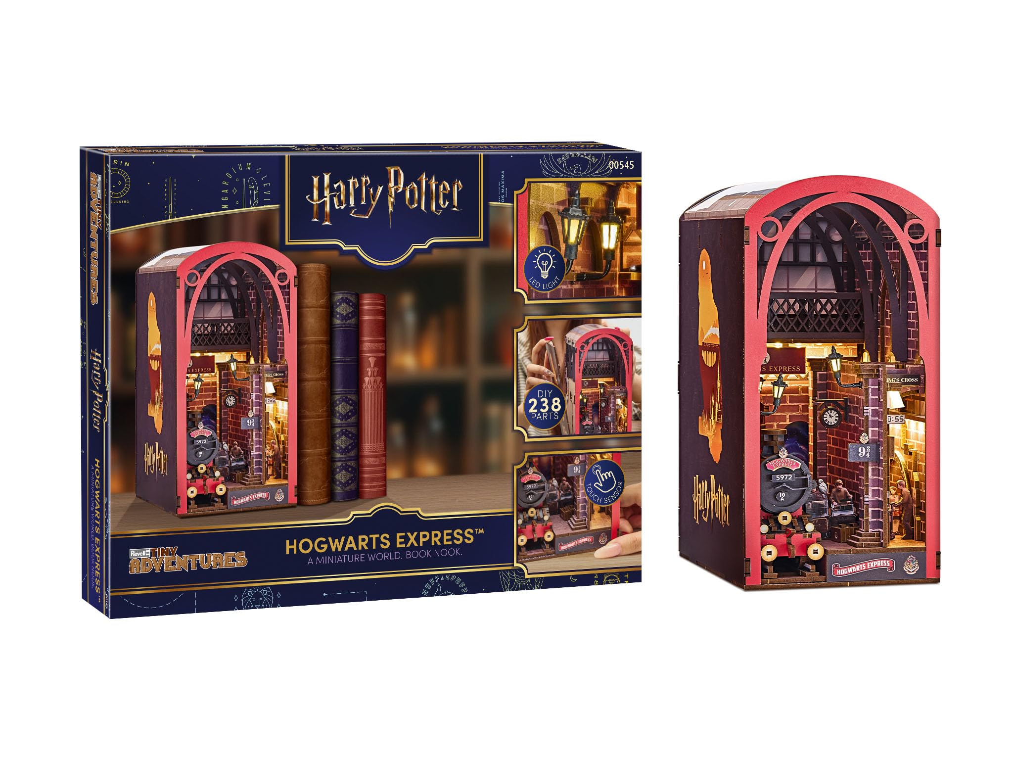Revell Tiny Adventures Tiny Adventures - Harry Potter Hogwarts Express Book Nook - con illuminazione a LED, miniatura 3D fai da te in legno