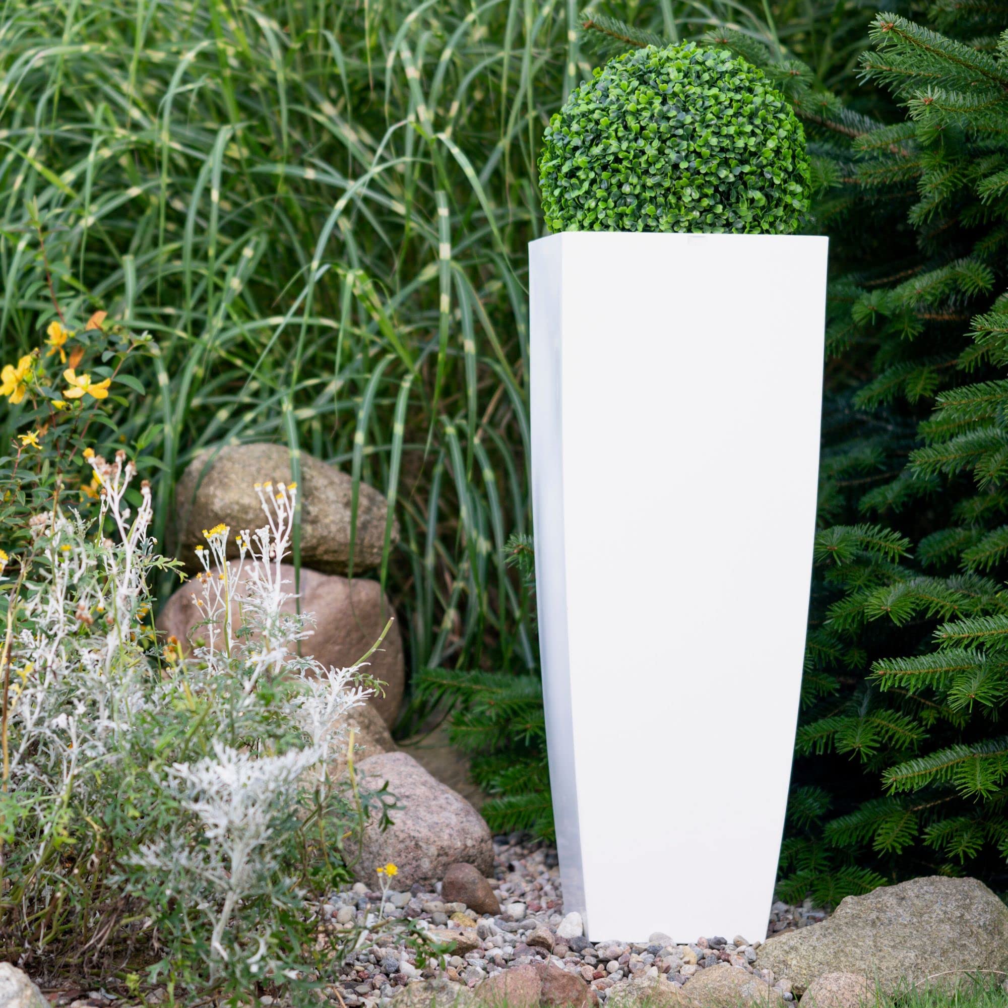 Pot Juno, Hauteur 75 cm, Design Intemporel, qualité supérieure, intérieur et extérieur, adapté à Chaque Plante, Blanc