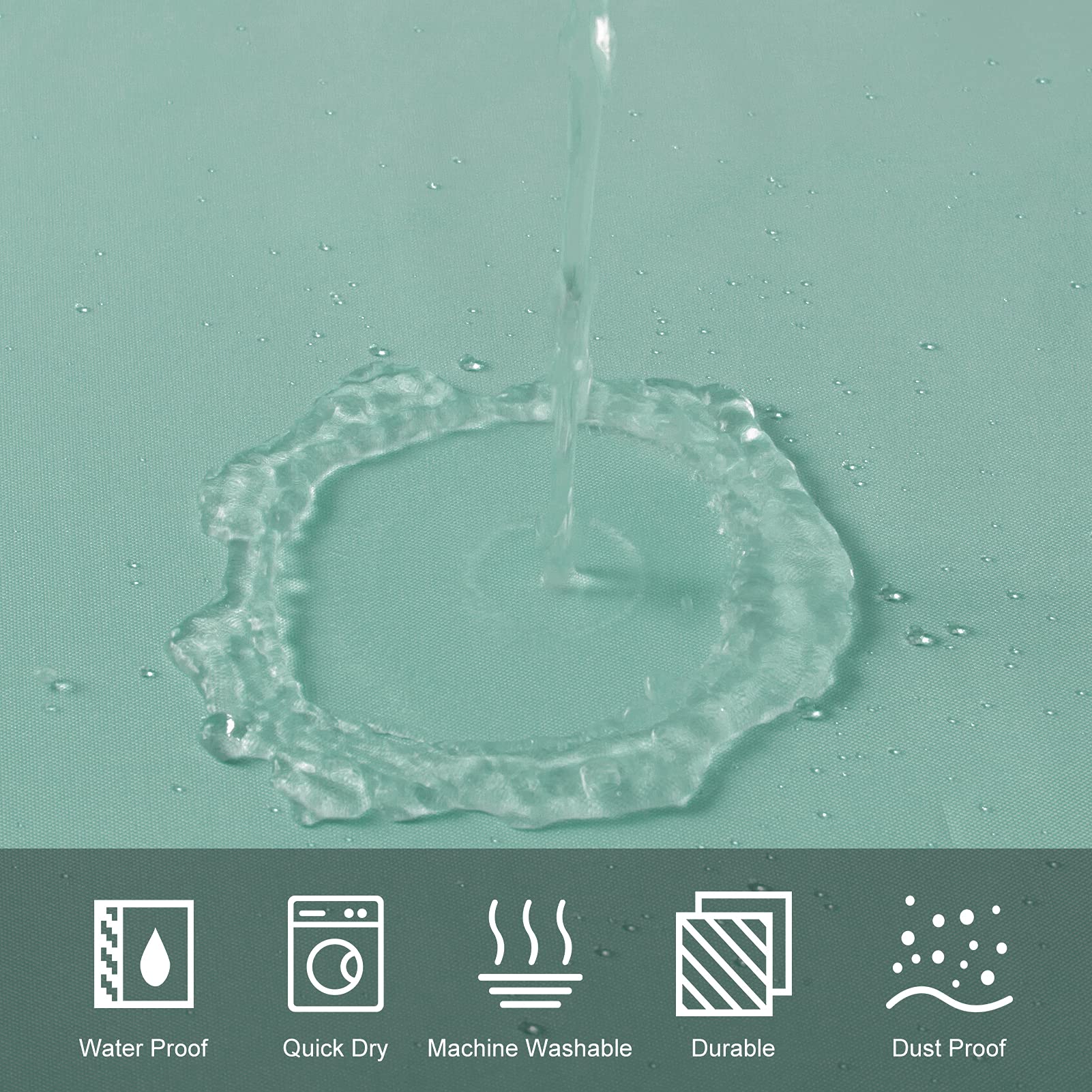Furlinic Tende Doccia Anti-Muffa Tessuto in Poliestere, Menta verde Tende Doccia Impermeabile &Lavabile,Tenda Vasca da Bagno con 12 Ganci Tenda doccia-180x200cm.