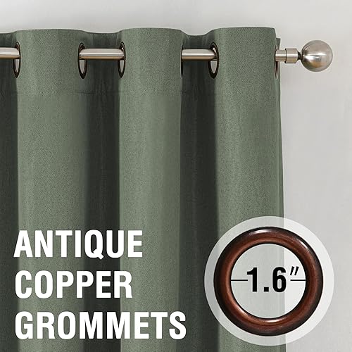 Miniatura 113 de H.VERSAILTEX Cortinas opacas de lino de 96 pulgadas de largo con aislamiento térmico para oscurecer la habitación, cortinas de lino con textura