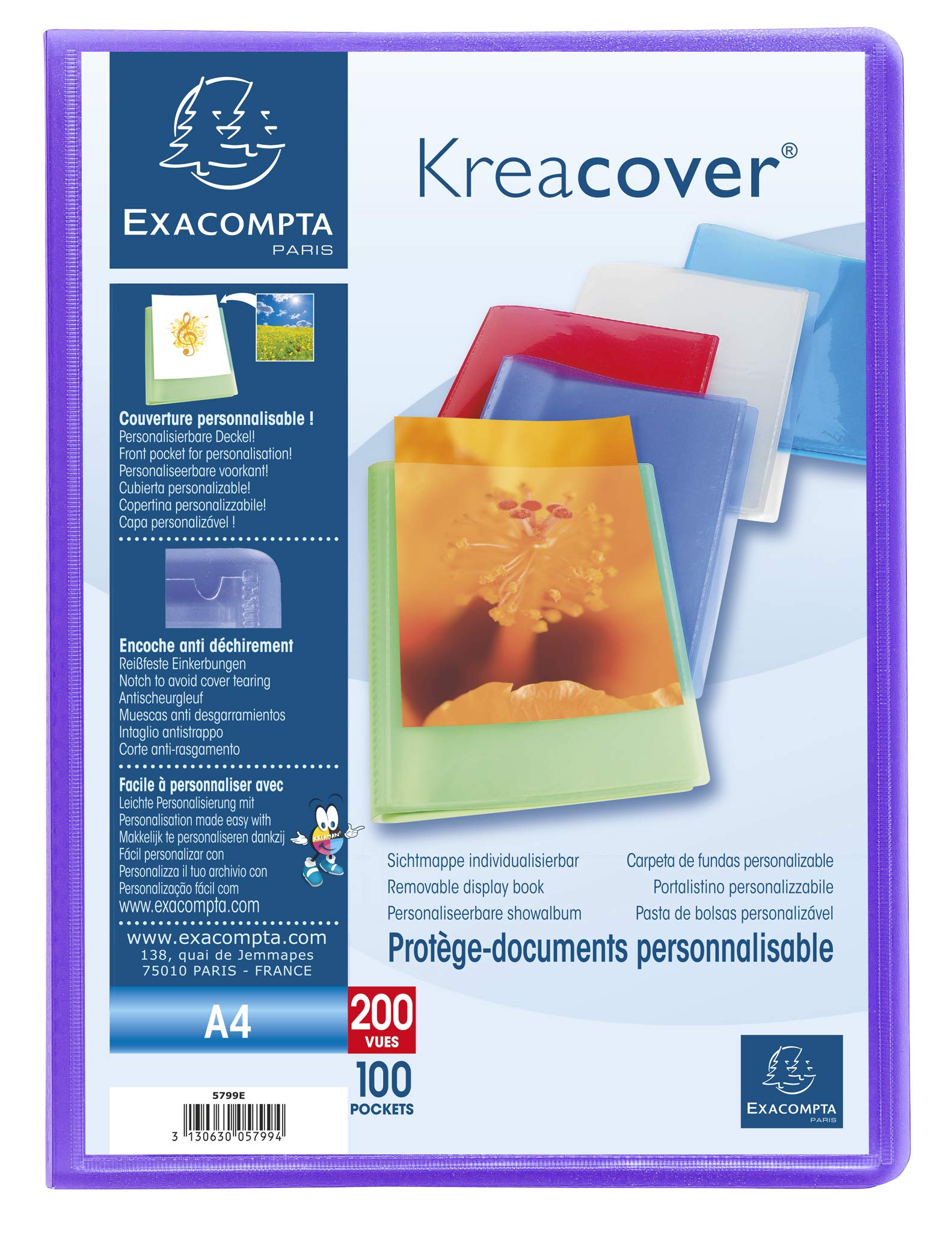 Exacompta 5799E Album ofertowy Kreacover - PP - 200 widoków - A4 - kieszeń na okładce - półsztywny - kolor: losowy