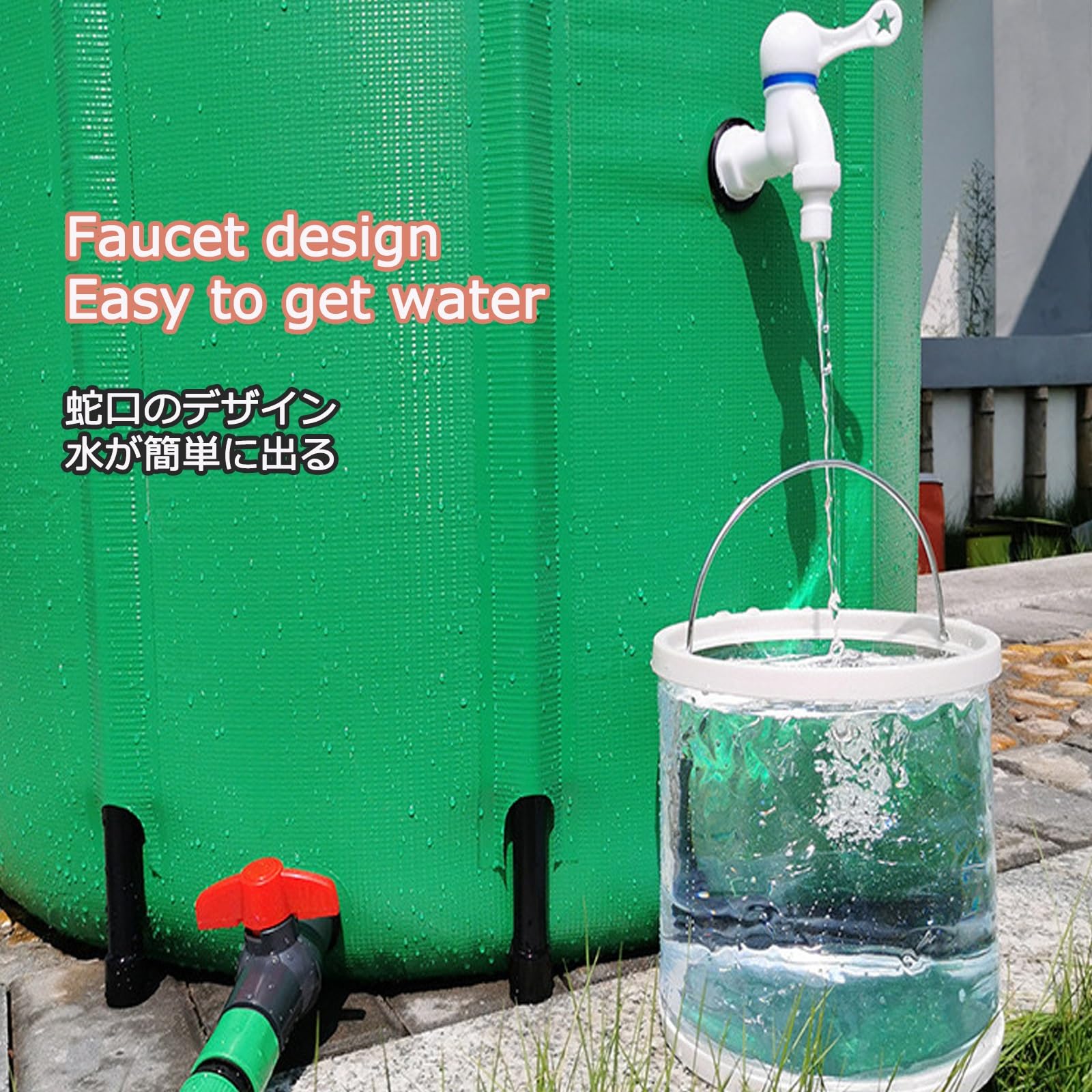 Barile pieghevole per la raccolta dell'acqua piovana da 160 l, con design a tenuta stagna per un facile approvvigionamento idrico, ideale per giardinaggio ecologico e uso esterno