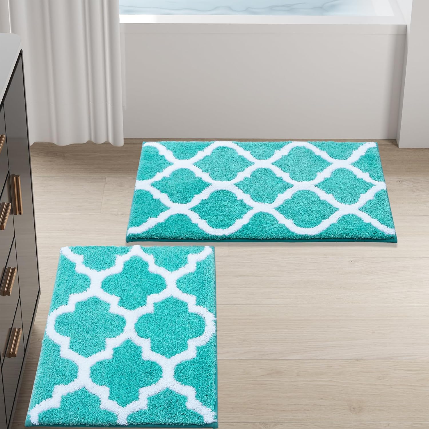 OLANLY Bathroom Rugs Set 2 Piece Microfiber Bath Shower Mat