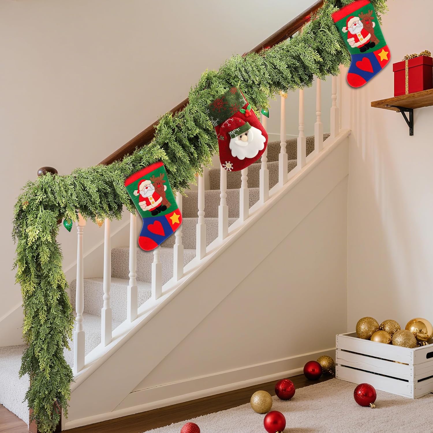 6 Feet Real Touch Christmas Cedar Garland, Artificial Green Faux Cedar Pine Garland for Furniture, Window, Stairs, Mantle, Indoor/Outdoor Christmas Decor - Image 5