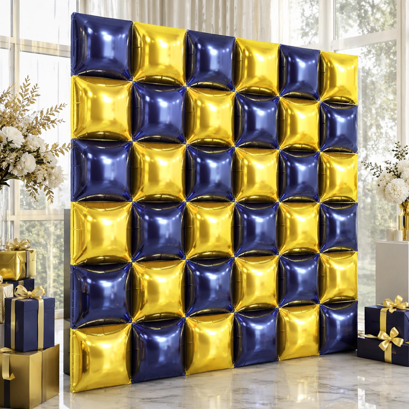 NISOCY 48 palloncini quadrati in lamina d'oro blu da parete su entrambi i lati blu navy oro palloncini arco kit per compleanni, lauree, baby shower, matrimoni, anniversari, decorazioni per feste