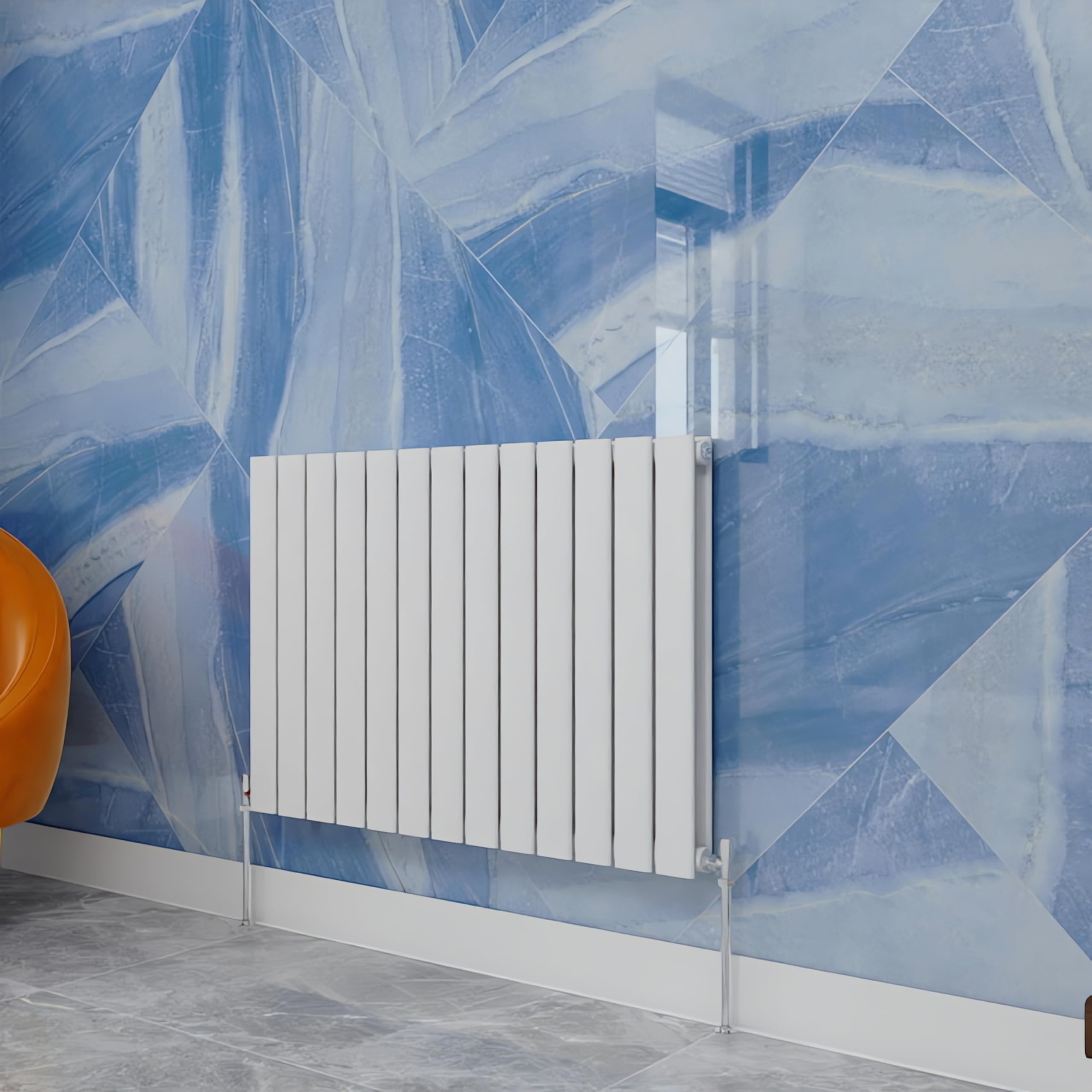 Simple Bathrooms White Central Heating Radiator,600X884mm Horizontal Flat Double Panel Column Energy-Efficient For Morden Multi-Scene