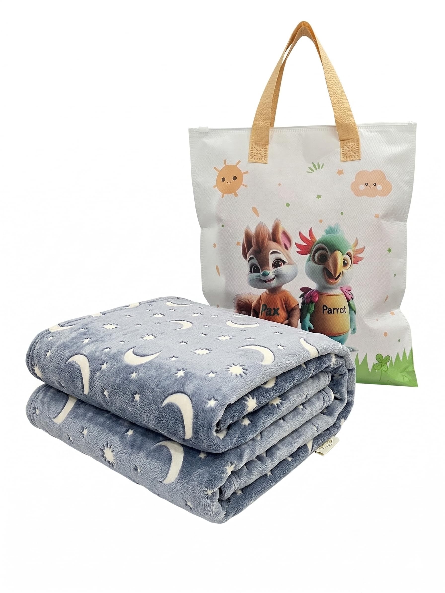 PAX PARROT: Small Size [100 * 75 cm ], Moon & Star Design Night Glow Baby Blanket for Kids, Radium, All Season, Soft & Warm,Baby Size, 0-3Years-image-42