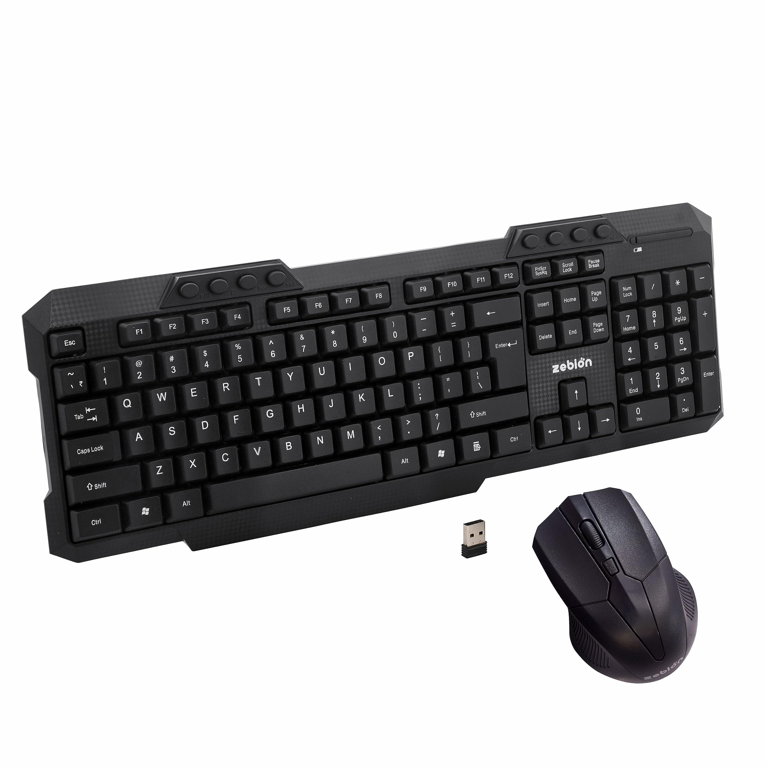 ZEBION G2400 Wireless Keyboard Mouse Combo with Nano Receiver, Tested with Over 1 Billion keystrokes and clicks,Durable Body, Multimedia Keyboard, Adjustable DPI, 1 Year Warranty, Black Color (B0C1GXCW81) Amazon Price History, Amazon Price Tracker