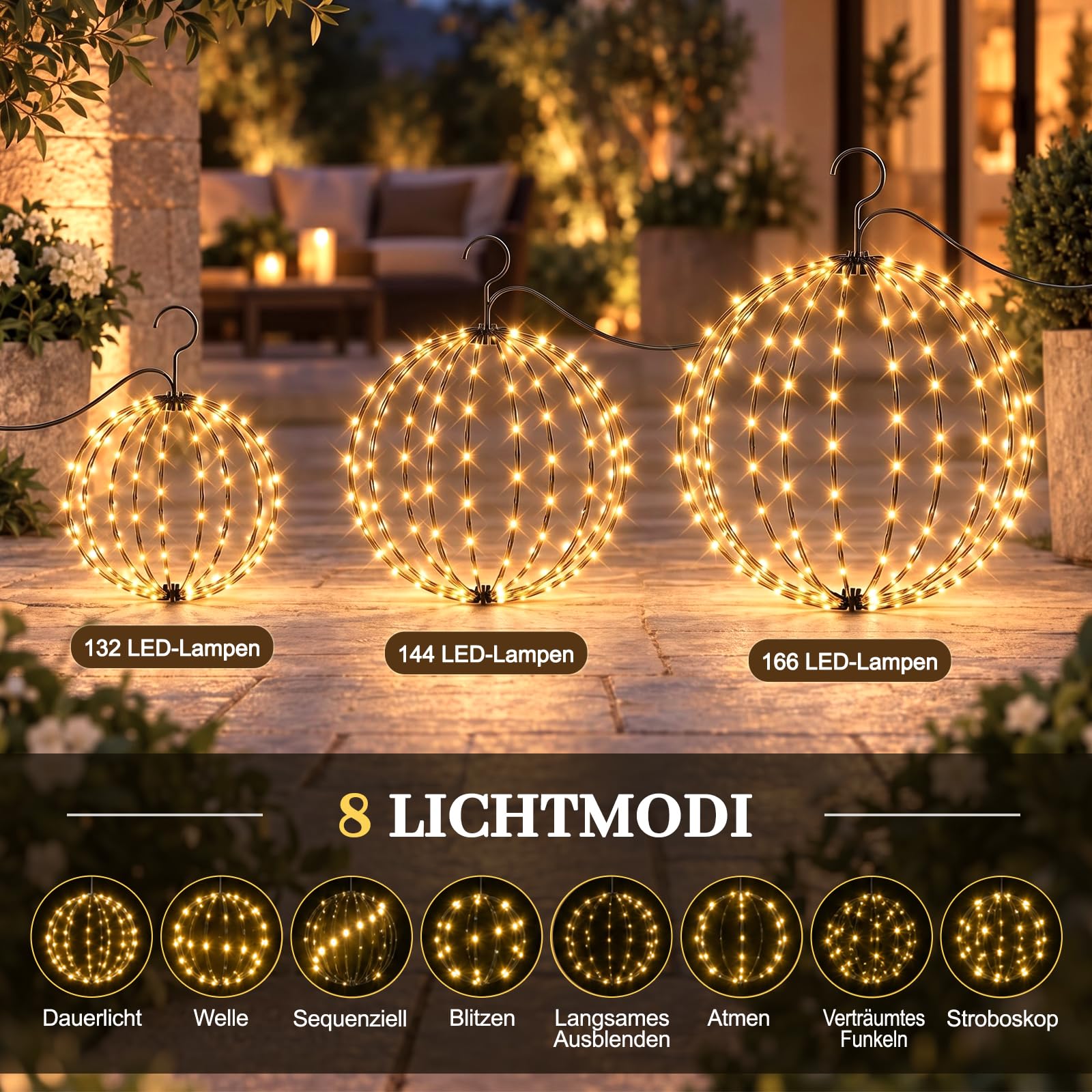 SUNYRISY Illuminazione natalizia per esterni a LED, sfera luminosa da