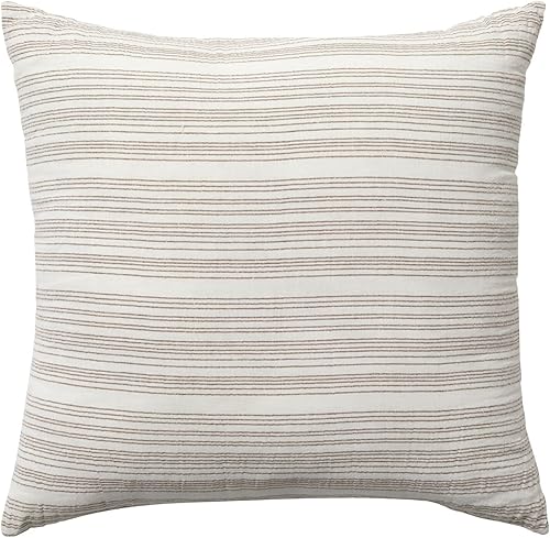 Nate Home by Nate Berkus - Almohada decorativa de lino y algodón texturizado a rayas, decoración moderna, cojín para sofá, sillas, dormitorio de