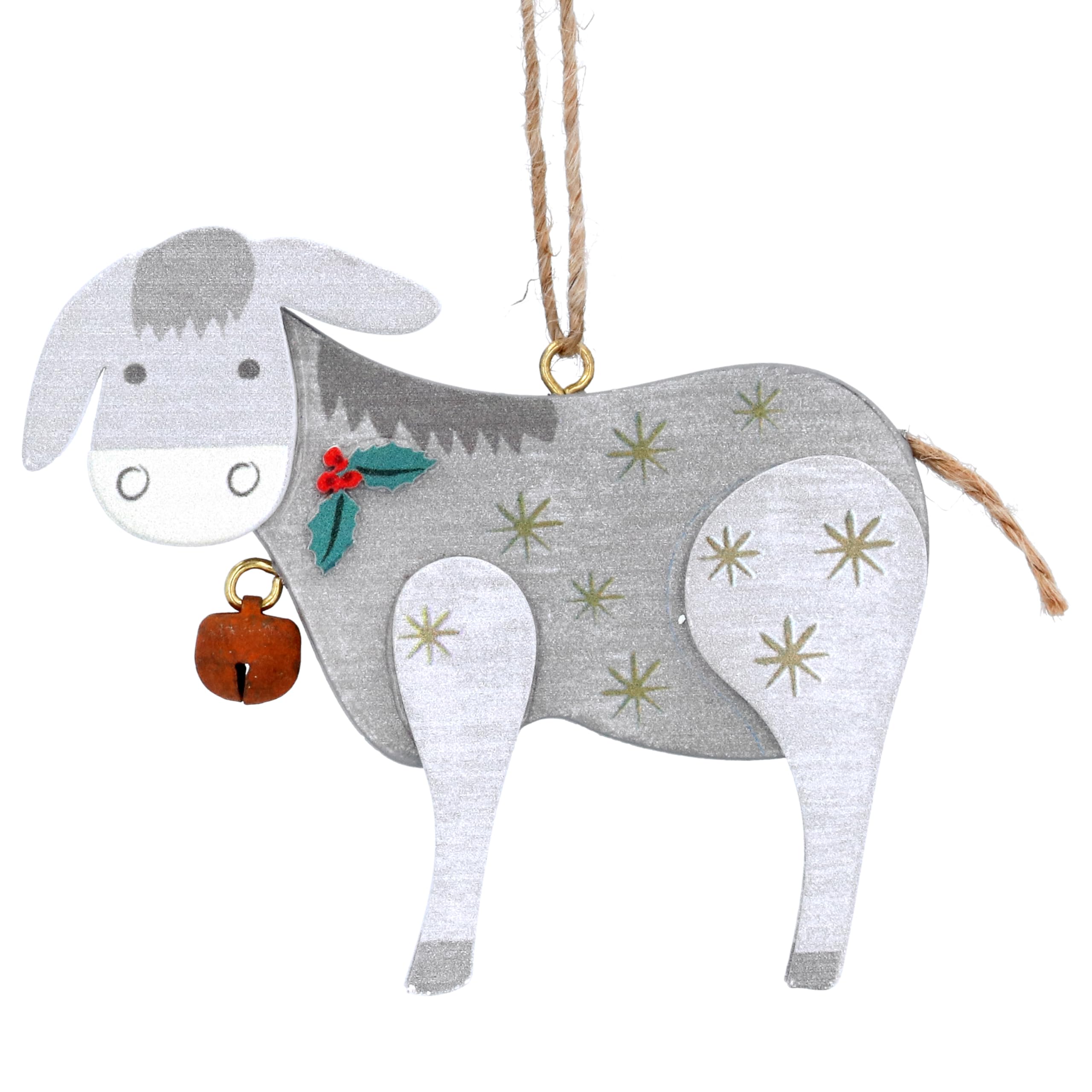 Gisela Graham Brown Wooden Donkey Decoration 7X8x1 Centimetre