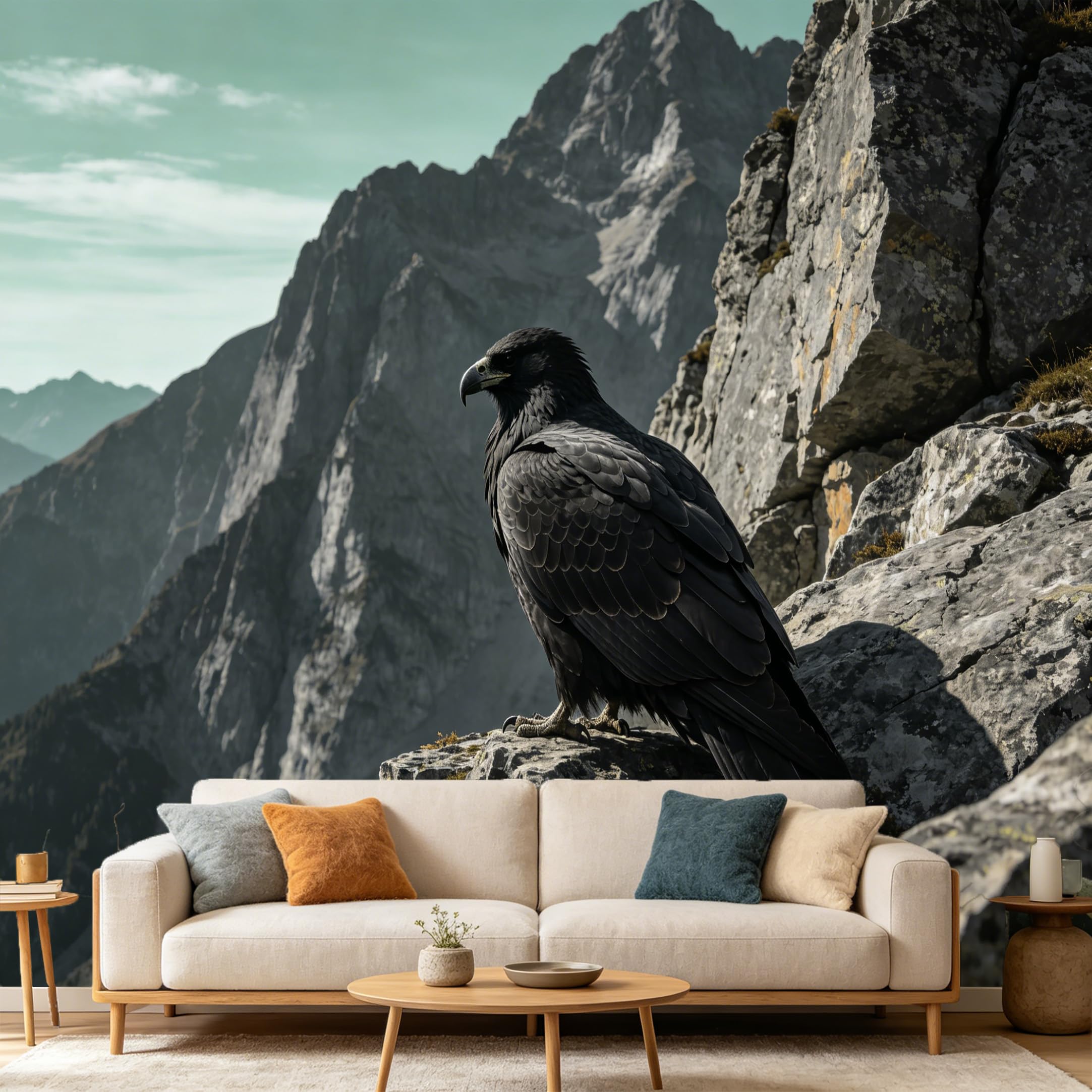 Custom Size Wall Mural Majestic Mountain Eagle Wilderness Wildlife，SelfAdhesive Art Prints wall Fabric（No PVC） Removable Wallpaper Home Bedroom Decor