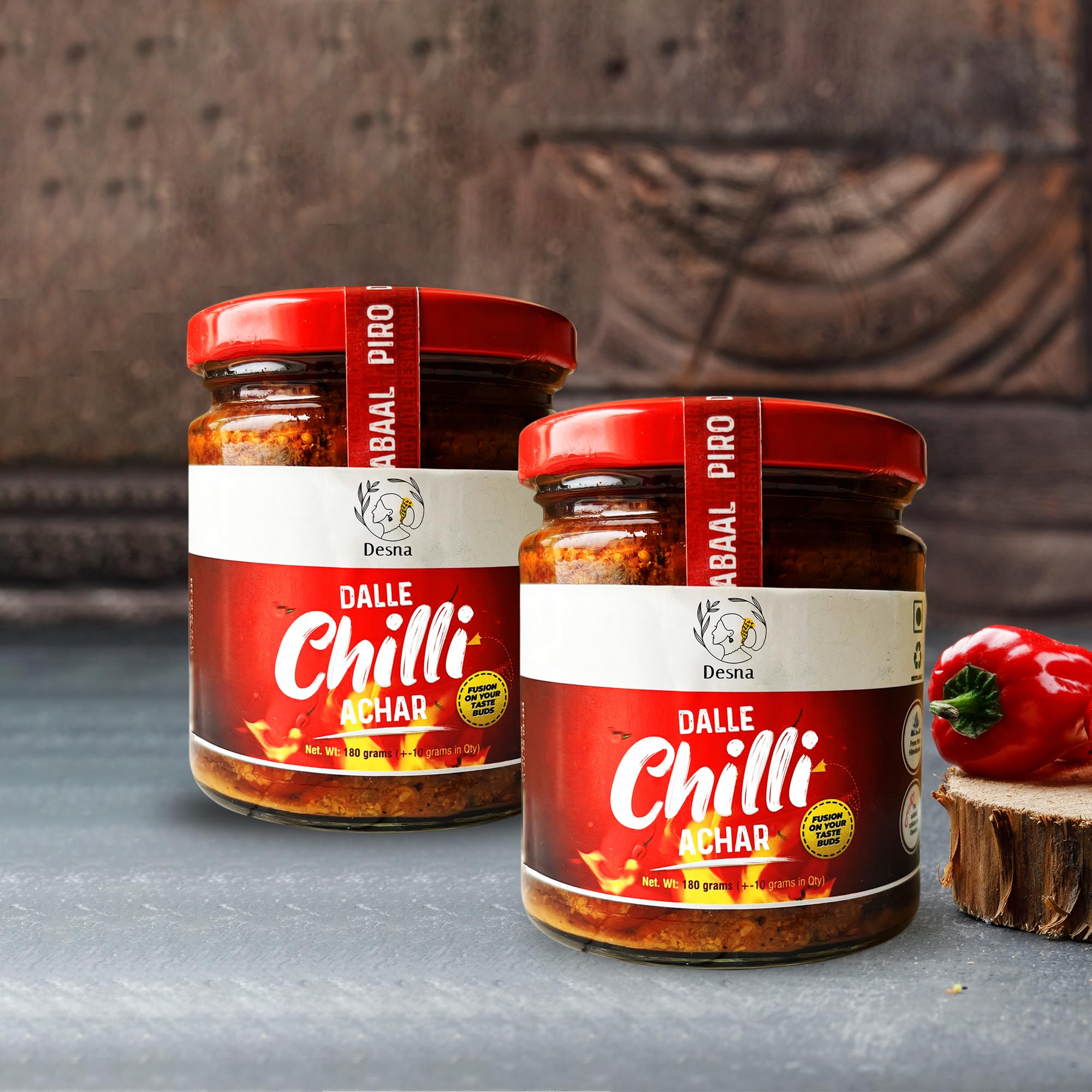 Desna Dalle Chilli Achar 360 Gm, Pack of 2 | Fiery Hot Nepali Pickle | Pahaadi | Akbare Khursani | Bhoot Jolokia | adds zest to every bite | Spicy | Homemade mirchi | Red Chilli
