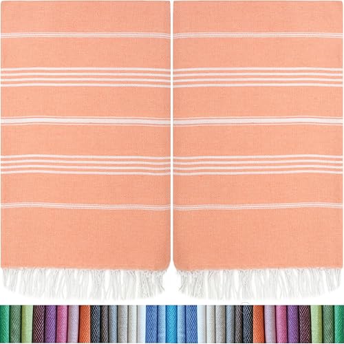 HAVLULAND Paquete de 2 toallas turcas de playa de gran tamaño, 39 x 71 pulgadas, 100% algodón turco, sin arena, de secado rápido, absorbentes, manta