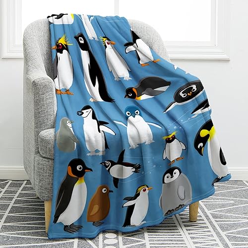 Miniatura 1 de Jekeno Manta de pingüino con diseño de animales antárticos, regalos para mujeres y niños, para el hogar, dormitorio, sala de estar, manta suave,