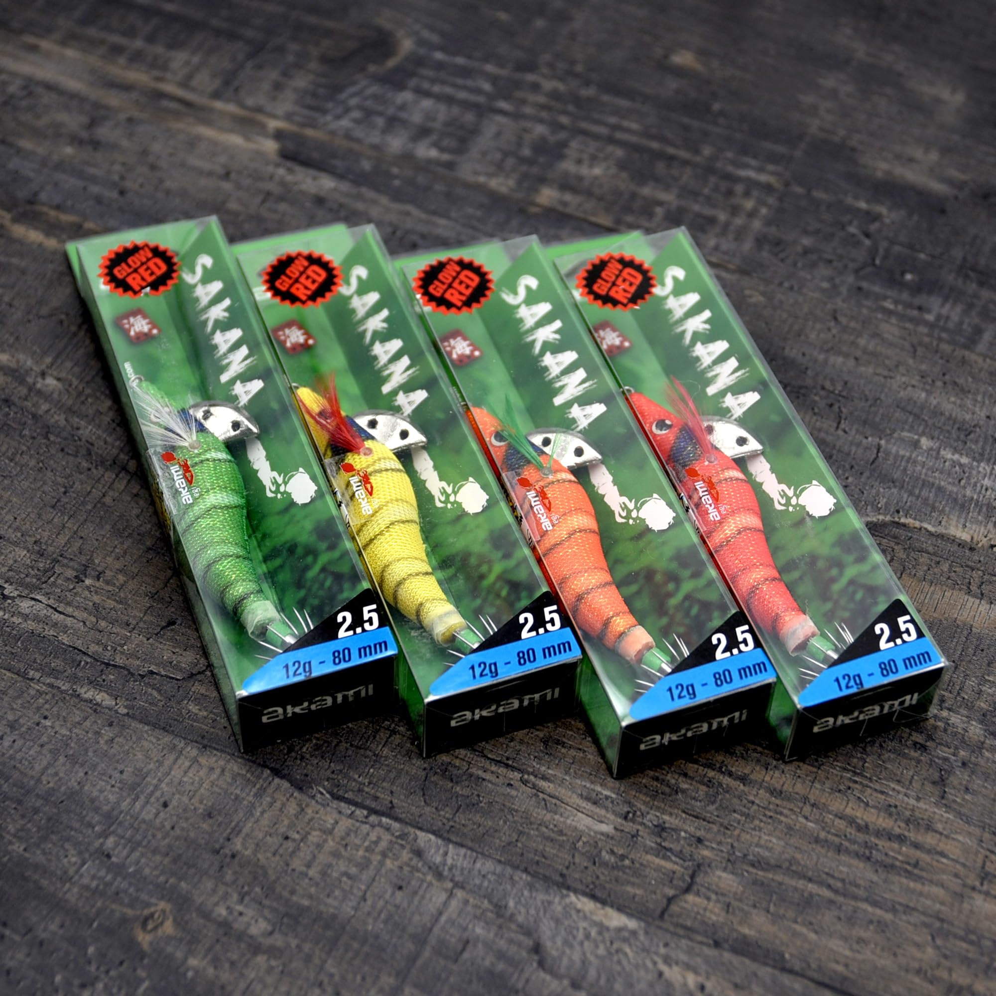 AKAMI Totanare SAKANA Egi misure 2.5-3.0 - 3.5 Set 4 Pezzi