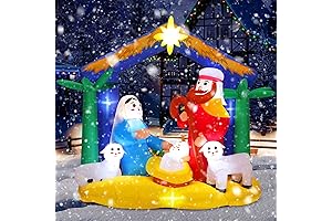 REY INFLATABLES Christmas Inflatable Nativity Scene Outdoor Built-in LED Lights
