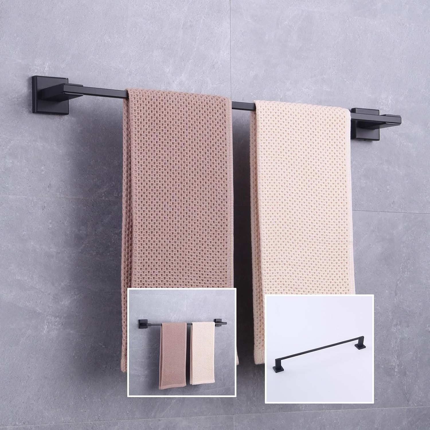 GERZWY Matte Black Towel Bar, 24 Inch Bathroom Wall Mounted Towel Rail, Hand Towel Holder, Stainless Steel JG1901A60-BK - Image 8