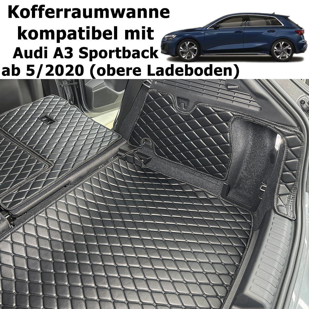 Kofferraumwanne für Audi A3 Sportback ab 5/2020 (obere Ladeboden) | Kofferraummatte kofferraum schutzmatte