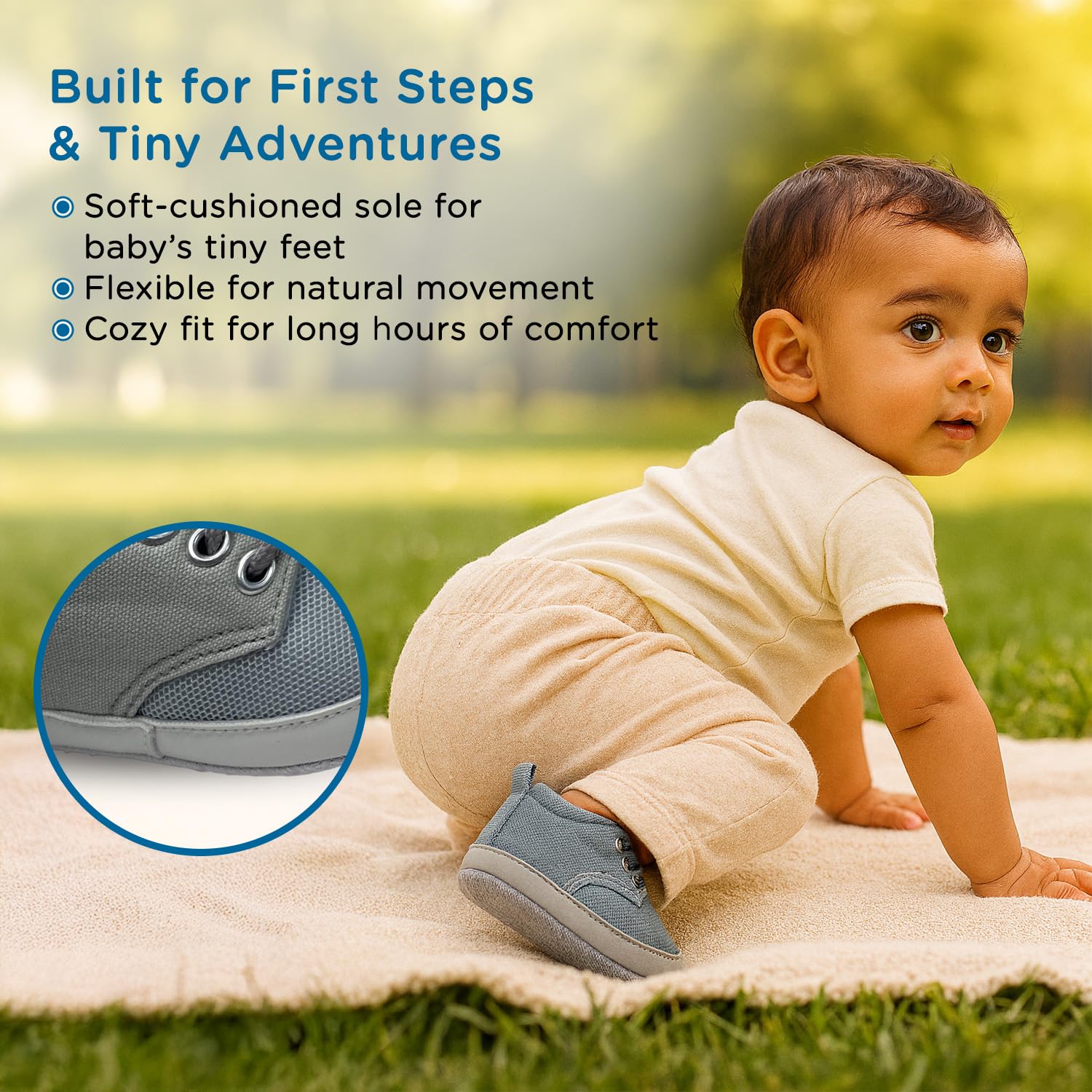 Mee Mee Soft Adorable Baby Booties 0-12 Months – Cotton Slip-On Infant Shoes (Grey) - Image 2 thumbnail
