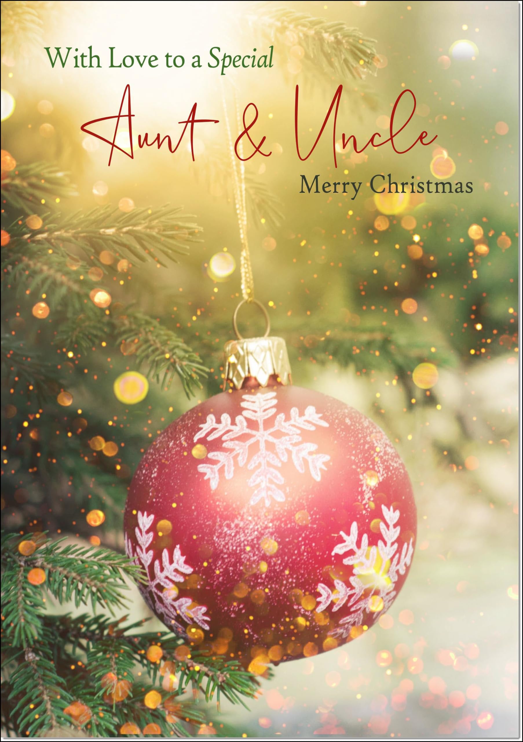 doodlecards Aunt and Uncle Christmas Card Christmas Tree Bauble Large A4 Size Christmas Card for Aunt & Uncle with Plain Envelope — image 1